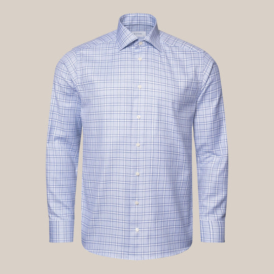 Lyseblå ternet Eton skjorte