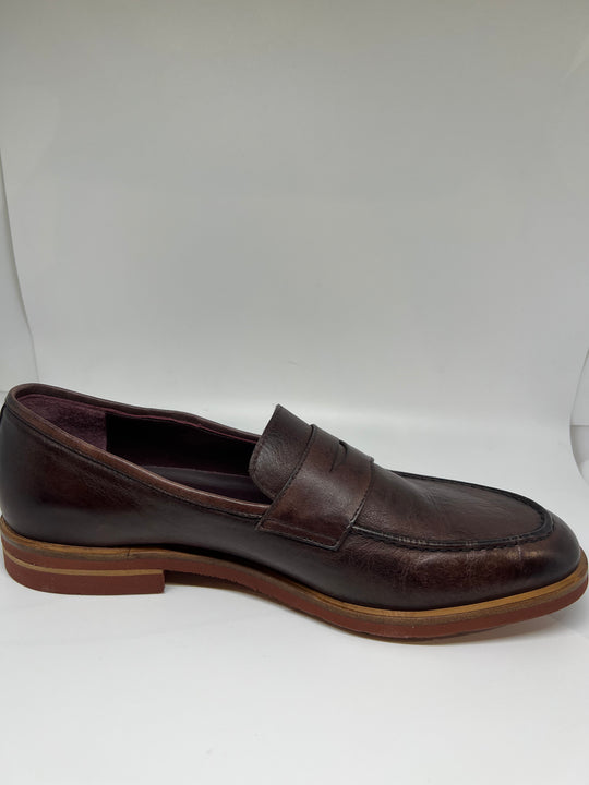 Brun klassisk herrer pennyloafer i kænguruskind med Wibramsål