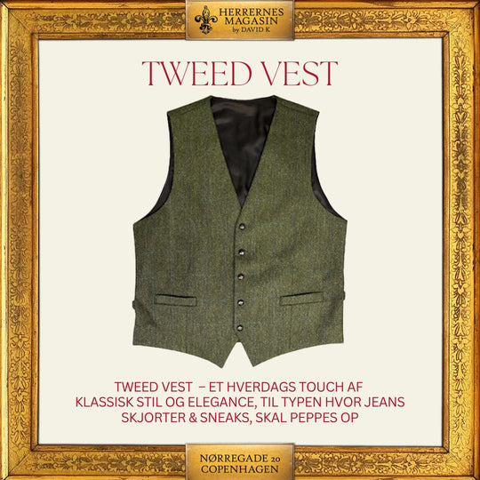 Front&Back Tweed Vest i Lysebrun og Lilla Striber/Tern