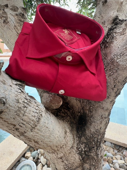 David K. Skjorte Rød i 100% Bomuld