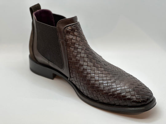 Brun Chelseaboot i Flettet look med ruskindshæl og elastik