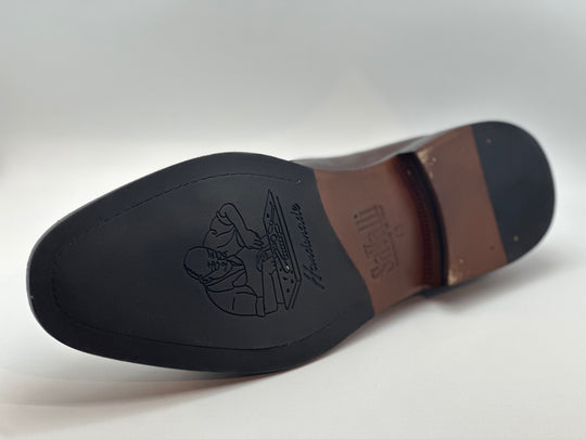 Brun herrer pennyloafer med imiteret crocco på vrist