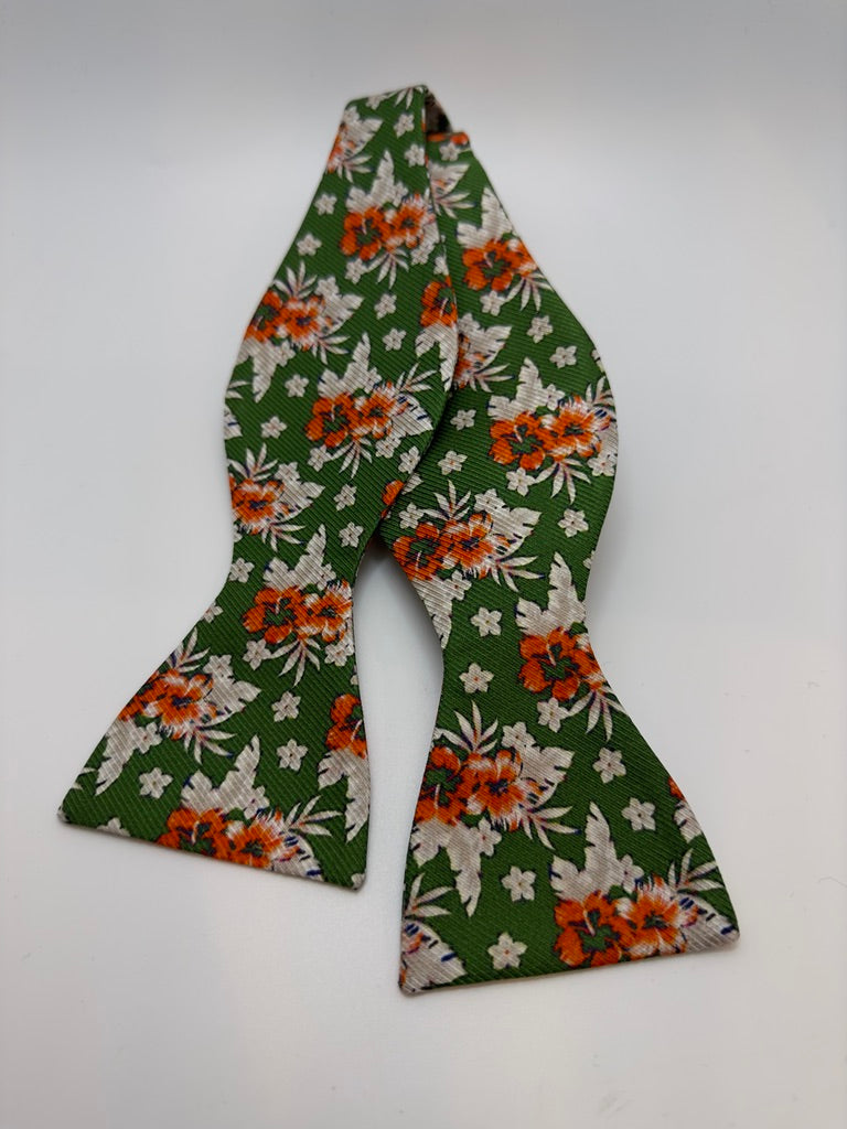 Butterfly selvbinder Grøn Orange hvide blomster