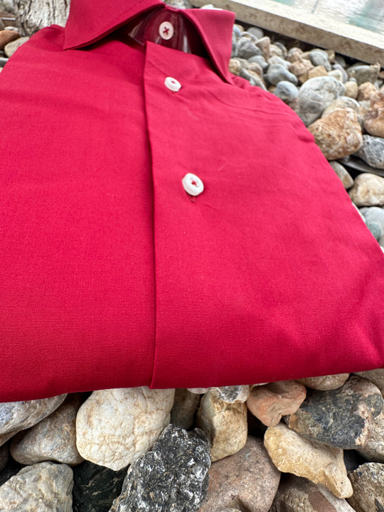 David K. Skjorte Rød i 100% Bomuld