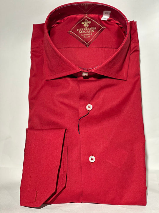 David K. Skjorte Rød i 100% Bomuld