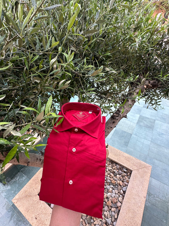 David K. Skjorte Rød i 100% Bomuld