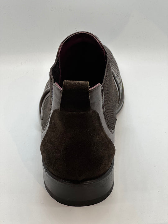 Brun Chelseaboot i Flettet look med ruskindshæl og elastik