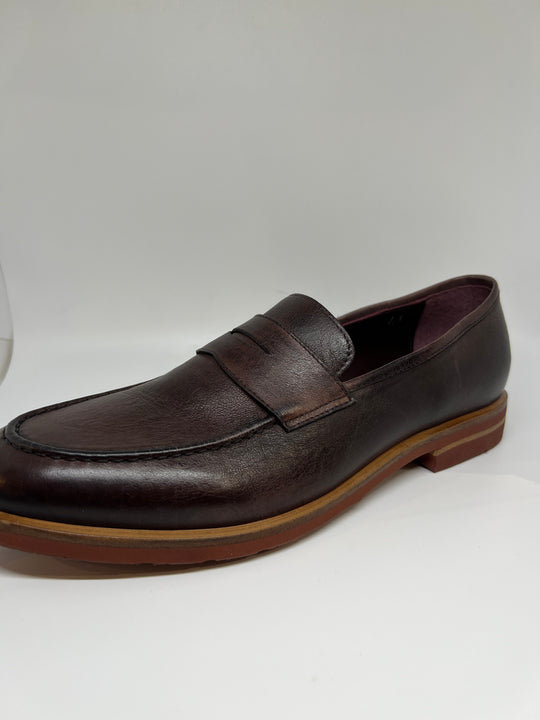 Brun klassisk herrer pennyloafer i kænguruskind med Wibramsål