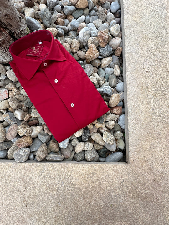 David K. Skjorte Rød i 100% Bomuld