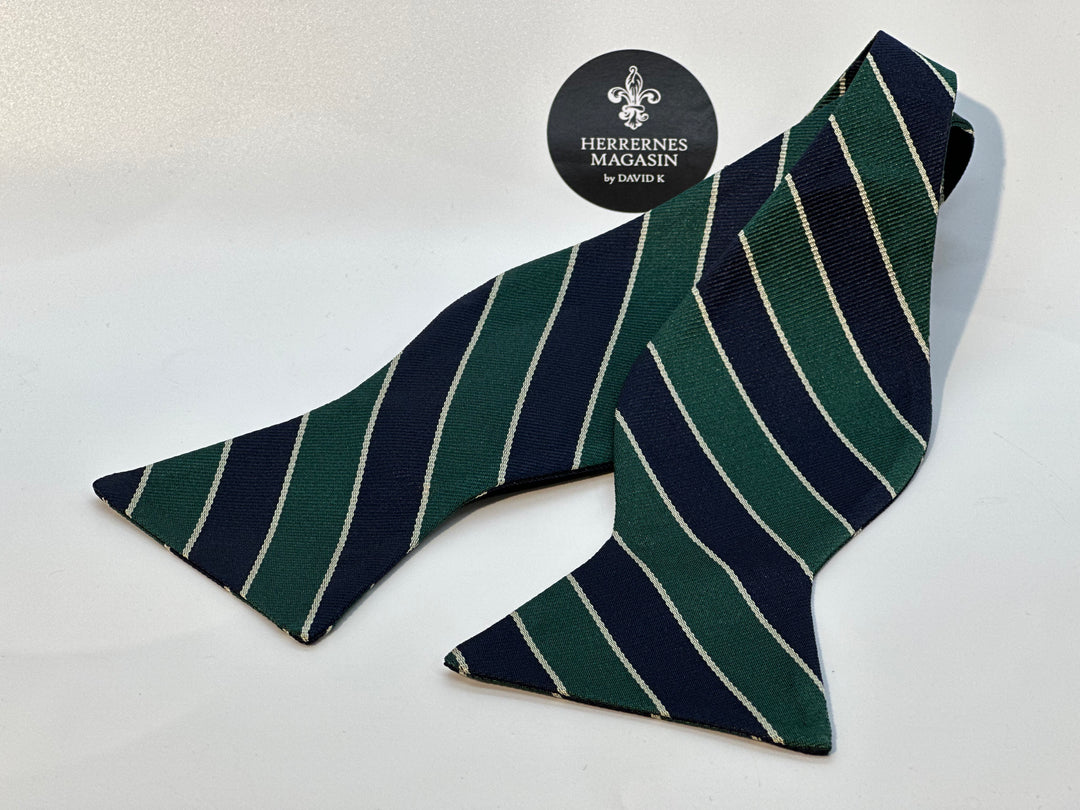 Butterfly selvbinder Stribet Navy guld og grøn