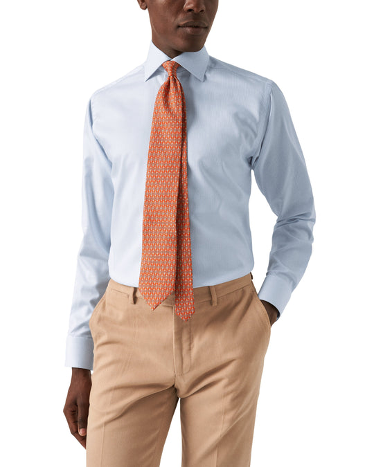 Lyseblå Eton Herreskjorte med striber og Cutaway krave