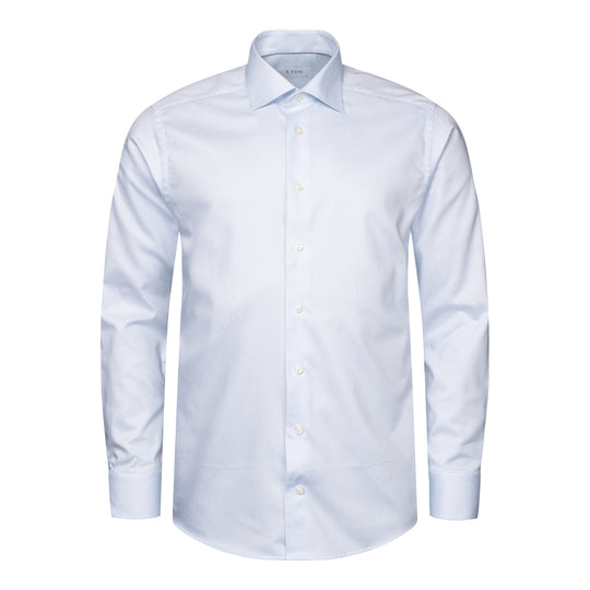 Lyseblå Eton Herreskjorte med striber og Cutaway krave