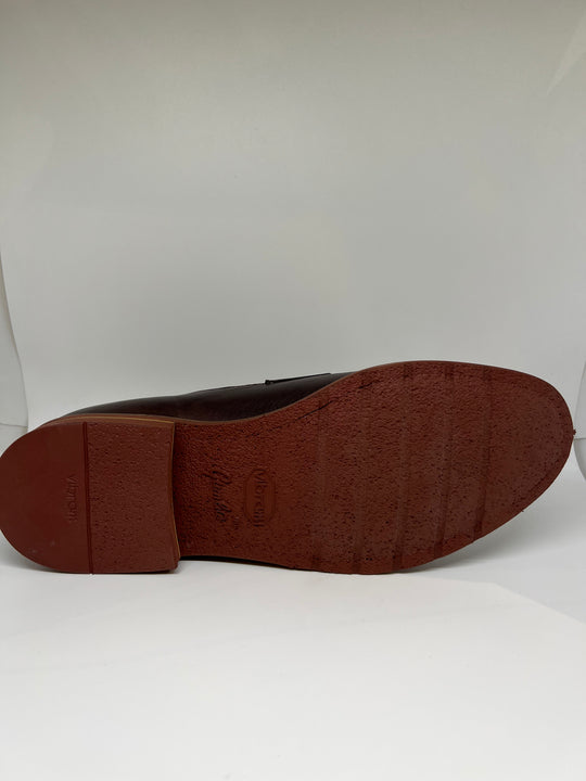 Brun klassisk herrer pennyloafer i kænguruskind med Wibramsål