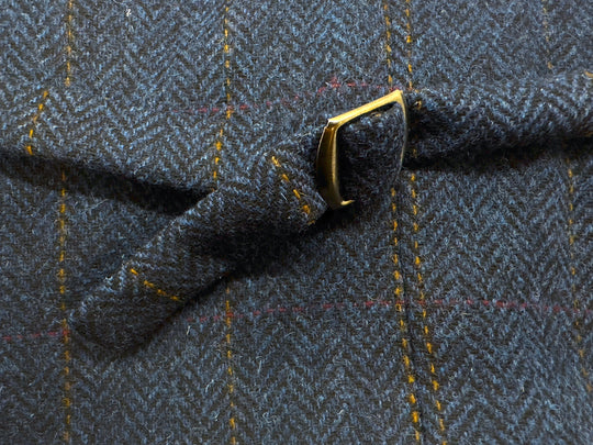 Front&Back Tweed Vest i Blå med Lysebrune og Røde Striber/Tern