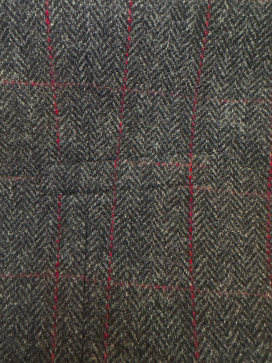 Front&Back Tweed Vest i Grå med Røde Striber/Tern