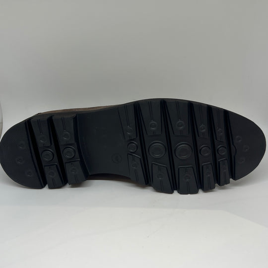 Brun ruskinds Loafer med chunky sål, gylden bidsel, tassels og læder detaljer på hæl