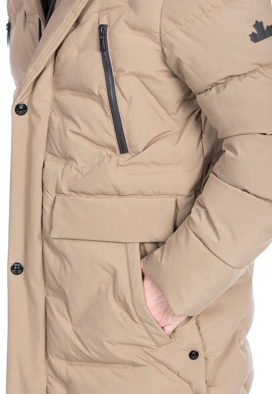 Beige herrer dynejakke med hætte