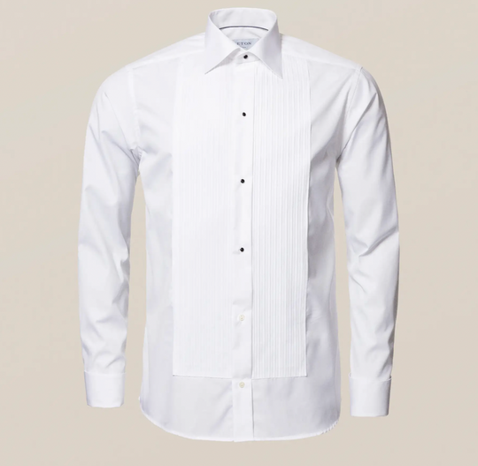 Hvid Smokingskjorte med Plisséring - Super Slim Fit