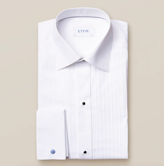 Hvid Smokingskjorte med Plisséring - Super Slim Fit