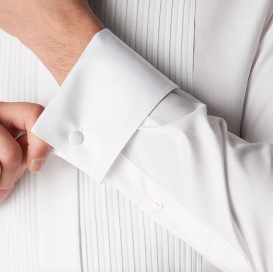 Hvid Smokingskjorte med Plisséring - Super Slim Fit