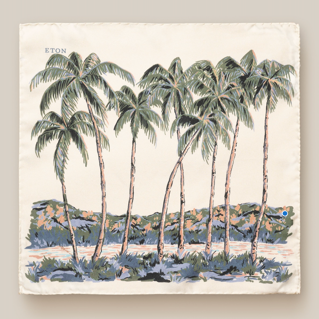 Palmtree pocketsquare 100% silke fra ETON
