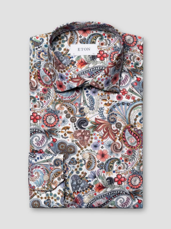 Herreskjorte fra ETON med Multi Paisley Mønster Signature Twill