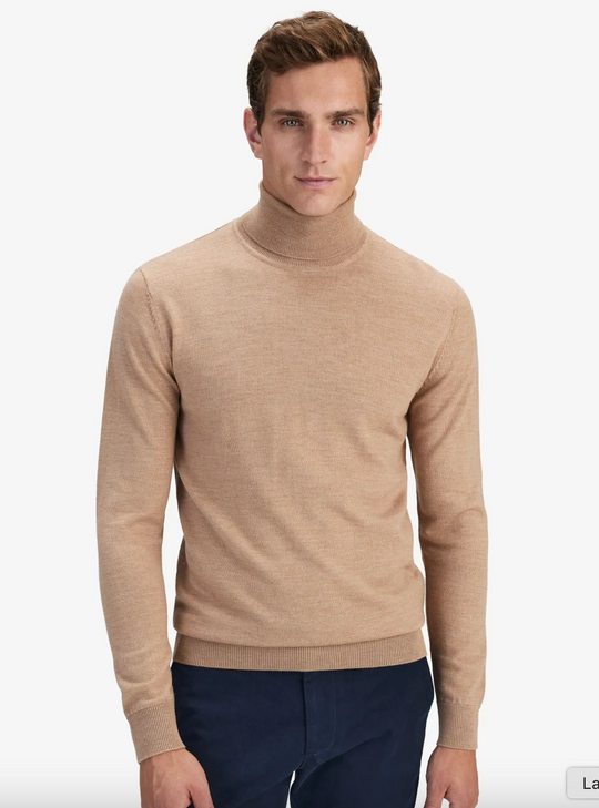 Beige rullekrave i 100% Merinould