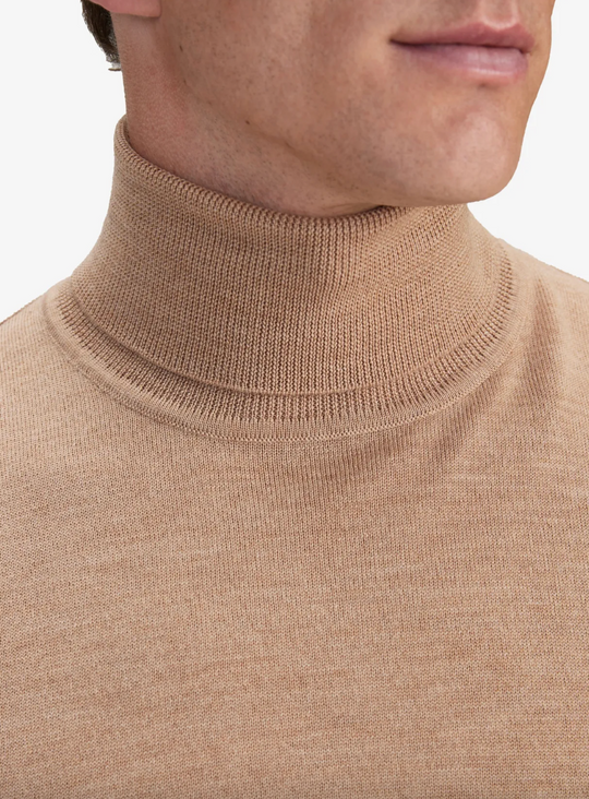 Beige rullekrave i 100% Merinould