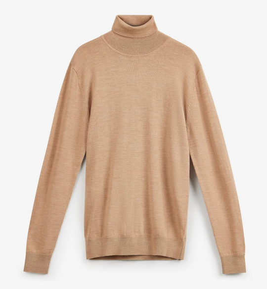 Beige rullekrave i 100% Merinould