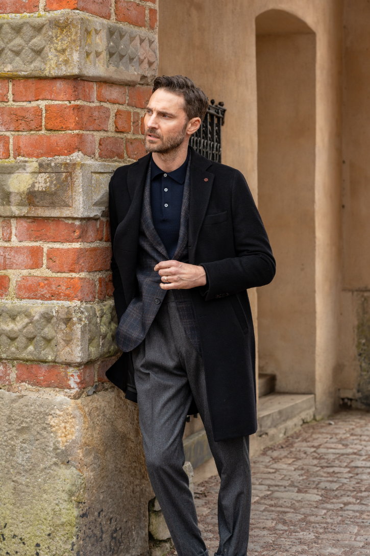 Frakke Sort 95% Uld 5% Cashmere