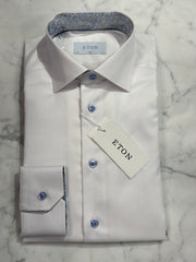 Hvid Eton herreskjorte Skjorte med kontrast i krave og manchetter
