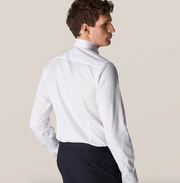 Hvid Eton skjorte i Twill med dobbltmanchet - Slim Fit