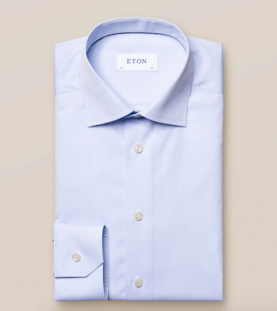 Lyseblå Eton twill skjorte - Slim Fit