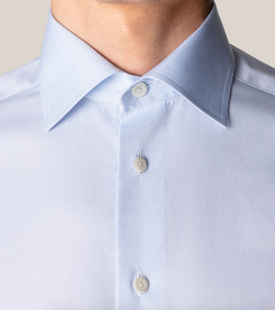 Lyseblå Eton twill skjorte - Slim Fit