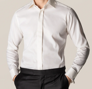 Offwhite Eton skjorte med skjult front og dobbeltmanchet - Contemp. Fit