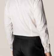 Offwhite Eton skjorte med skjult front og dobbeltmanchet - Slim fit