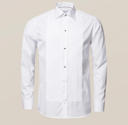 Hvid Eton smokingskjorte med Plisséret front og synlige knapper - Contemp. Fit