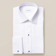 Hvid Eton smokingskjorte med Plisséret front og synlige knapper - Contemp. Fit