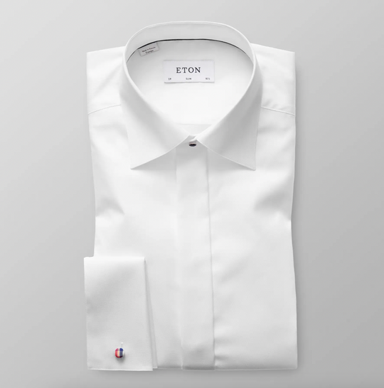 Eton Smokingskjorte i Twill med dobbeltmanchet og skjulte knapper Contemp. fit