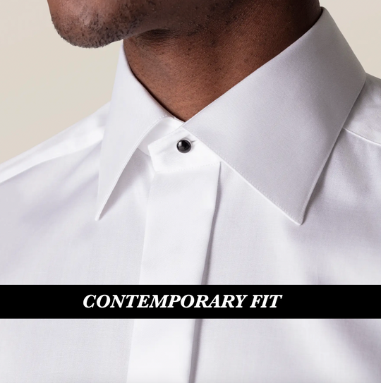 Eton Smokingskjorte i Twill med dobbeltmanchet og skjulte knapper Contemp. fit