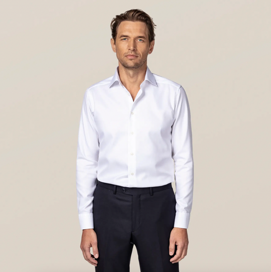 Hvid Eton skjorte i 2Ply kvalitet contemp Fit