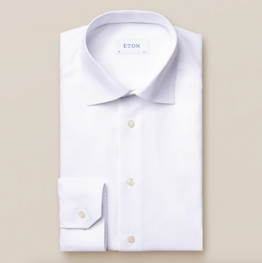 Hvid Eton skjorte i 2Ply kvalitet contemp Fit