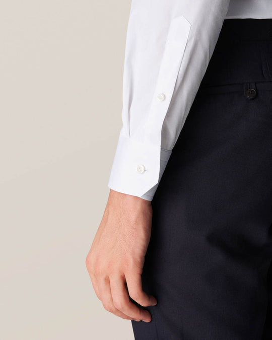 Hvid Eton Skjorte i Twill - Contemporary Fit