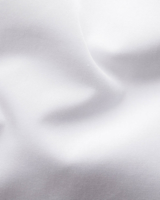 Hvid Eton skjorte i Twill med dobbltmanchet - Slim Fit