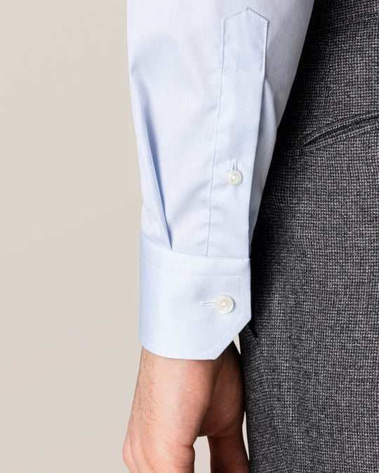 Lyseblå Eton twill skjorte - Slim Fit