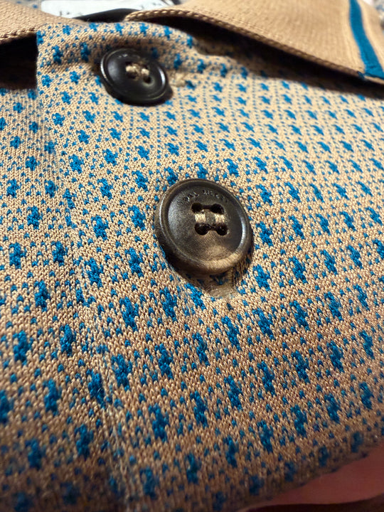 Pal Zileri Polo in brown with turquoise pattern