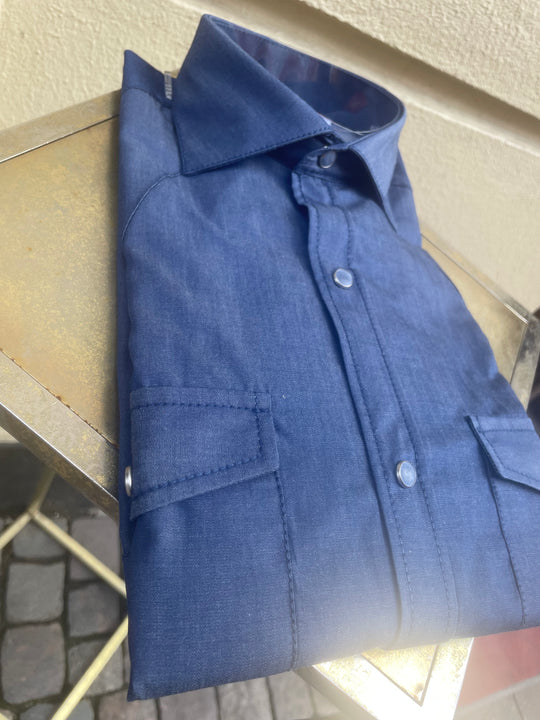 cowboyskjorte 100% bomuld med perleknap