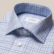 Lyseblå ternet Eton skjorte
