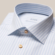 Eton Herreskjorte, Blå stribet, Slim fit, 100% Egyptisk bomuld, perfekt til enhver lejlighed.