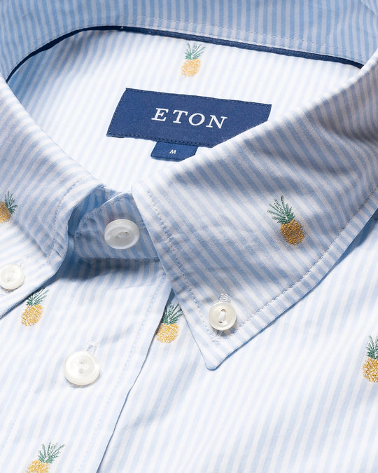 Eton Stribet oxfordskjorte med buttondown og vævet annanasprint